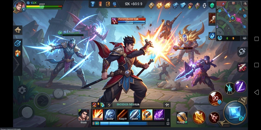 Tampilan gameplay seru dalam perang MOBA di 9ZK.