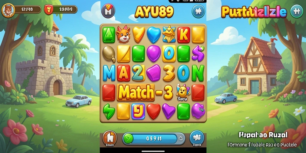 Tampilan aksi gameplay AYU89 yang penuh warna dan menyenangkan.