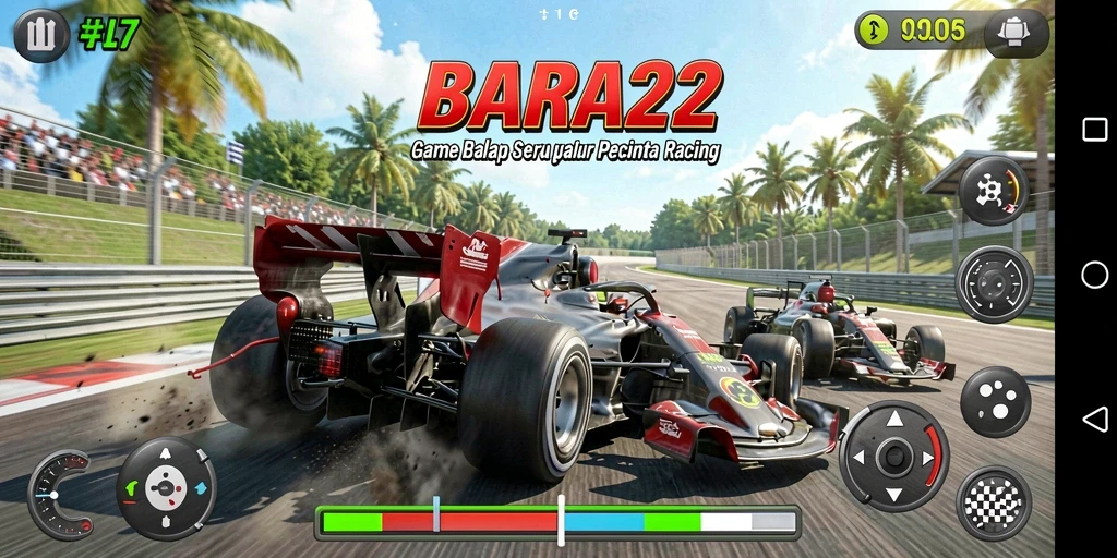 Tampilan gameplay seru BARA22 yang menghadirkan adrenalin balap.