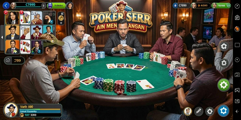 Screenshot utama C7890 menampilkan gameplay mendebarkan dalam suasana poker.