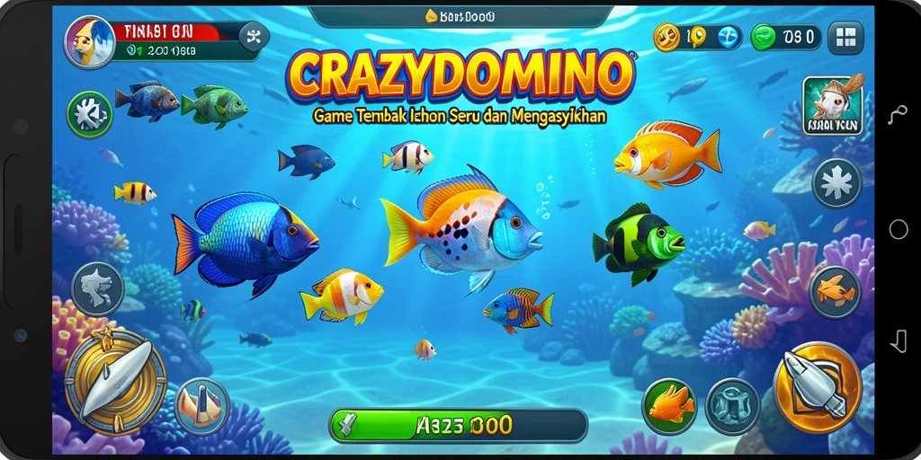 Tampilan gameplay yang mendebarkan di <strong>CRAZYDOMINO</strong>, penuh aksi menembak ikan.