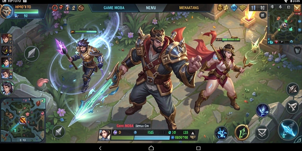 Screenshot HPTOTO menampilkan aksi intens dalam permainan MOBA.
