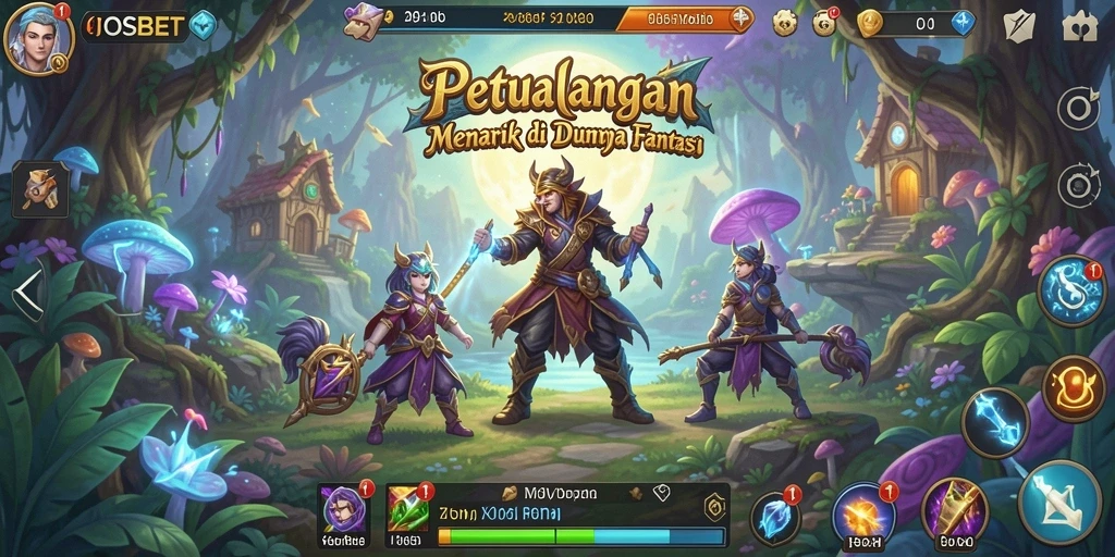Tampilan screenshot utama IOSBET menampilkan aksi petualangan seru di dunia fantasi.