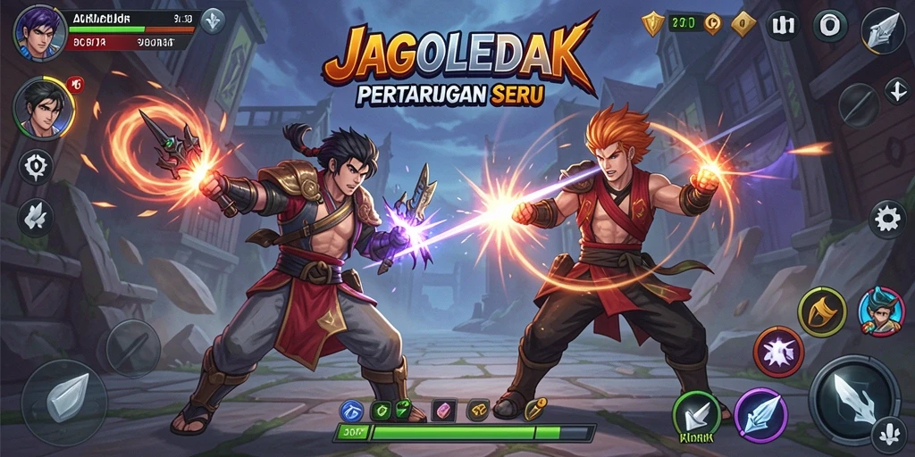 Tampilan gameplay seru dari pertarungan di JAGOLEDAK.