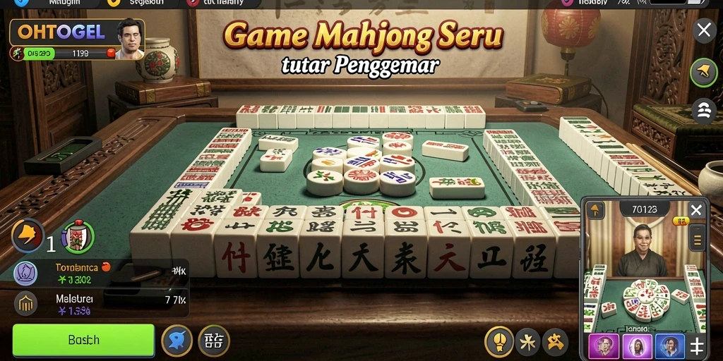 Gameplay menarik OHTOGEL dengan ubin Mahjong yang berwarna-warni.