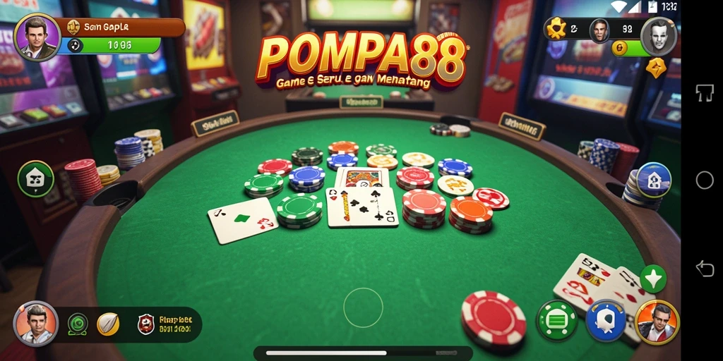 Screenshot gameplay menampilkan suasana seru bermain Gaple di POMPA88.