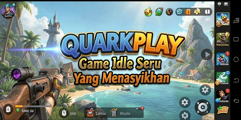 Screenshot utama <strong>QUARKPLAY</strong> menampilkan gameplay Idle yang menarik.