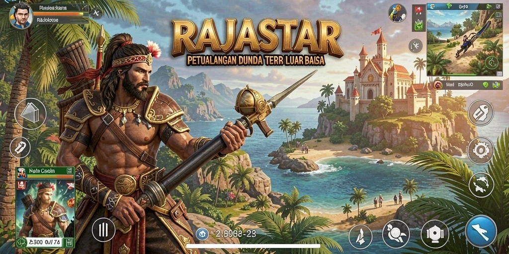 Tangkapan layar gameplay RAJASTAR yang menampilkan dunia terbuka yang luas.