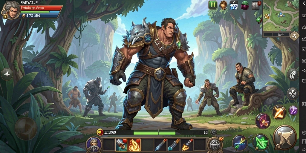 Tampilan screenshot RAKYATJP menampilkan aksi pertempuran seru dalam dunia RPG.