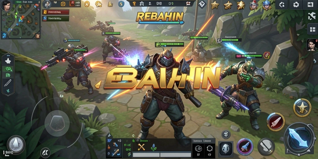 Tangkapan layar gameplay REBAHIN menampilkan aksi pertempuran mendebarkan.