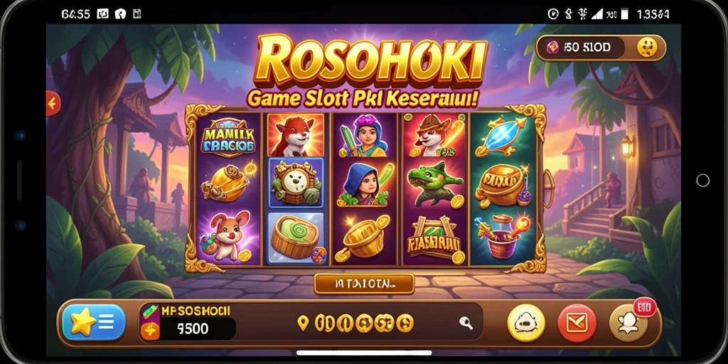 Tampilan gameplay ROSOHOKI dengan tema slot yang menarik dan interaktif.