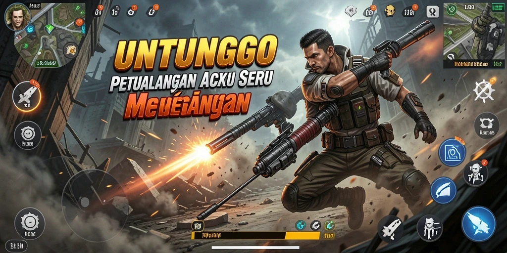 Tangkapan layar UNTUNGGO menampilkan aksi karakter dalam pertempuran yang mendebarkan.