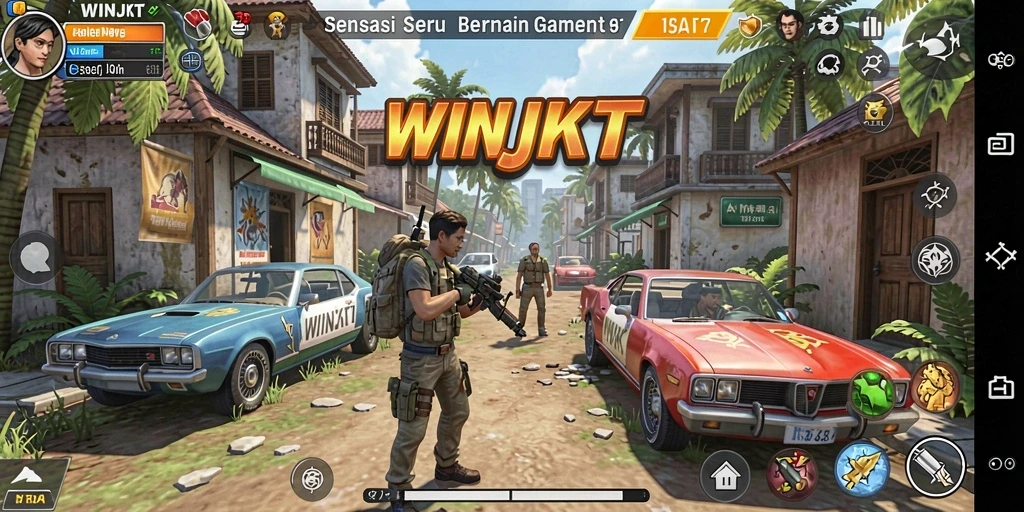 Screenshot gameplay WINJKT yang menampilkan tantangan menarik dan grafis cerah.