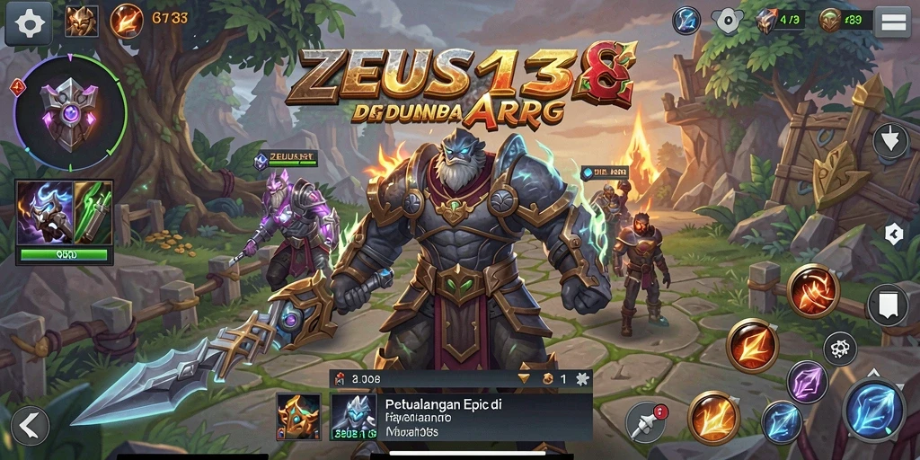 Screenshot gameplay menampilkan pertarungan epik dalam ZEUS138.